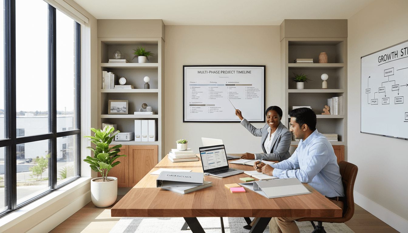 Professional organizer chatting with a client in a bright living room